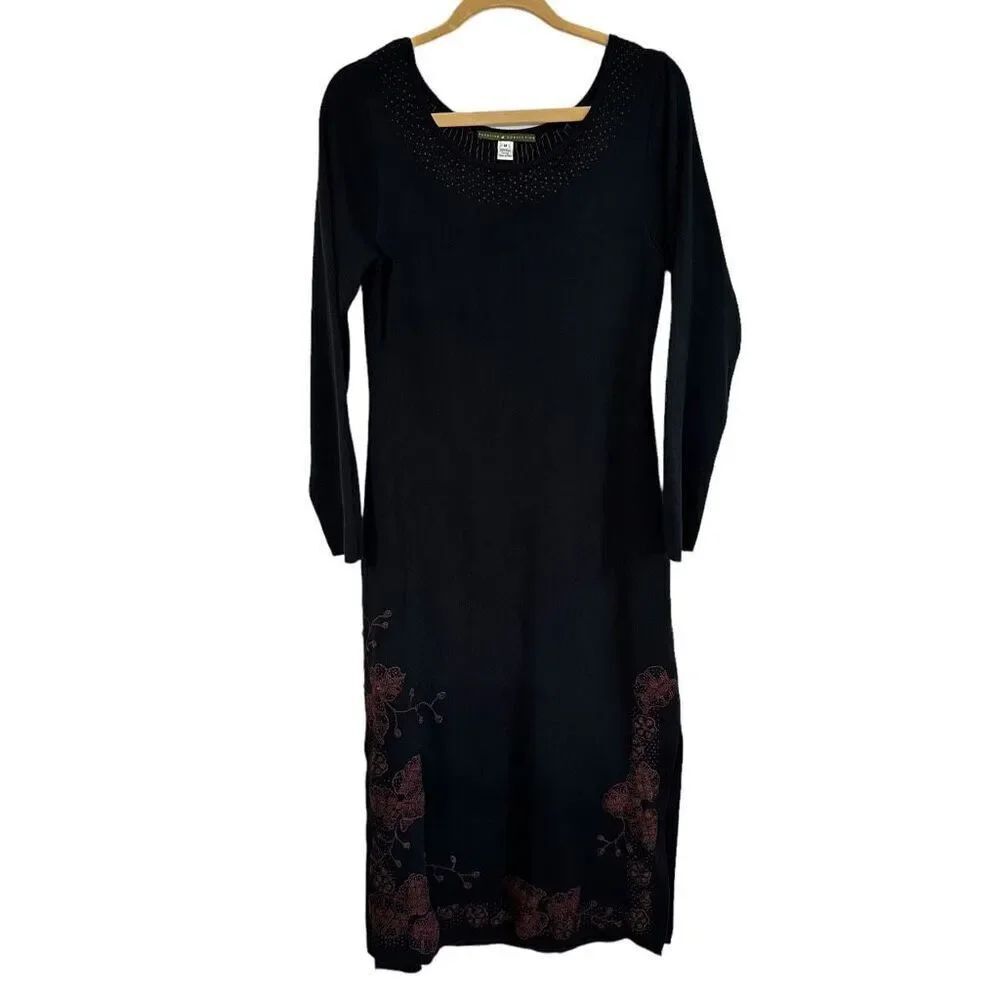 PERUVIAN CONNECTION Heavyweight Knit Midi Sweater Dress size Medium Pima Cotton